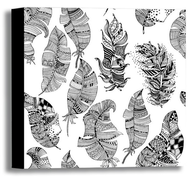 Color Your Own Canvas-Feathers 16x16 *D