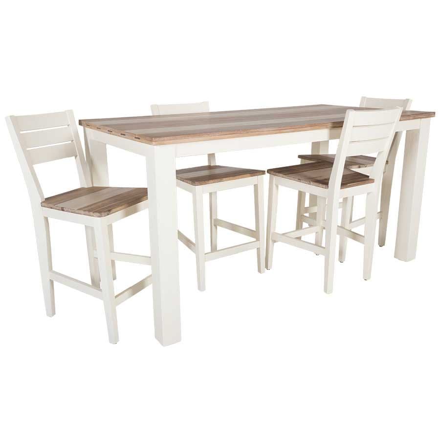 White Rectangular Counter Height Table and Counter Stools