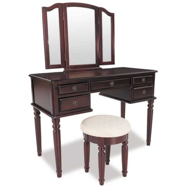 3 Piece Vanity With Mirror and Stool