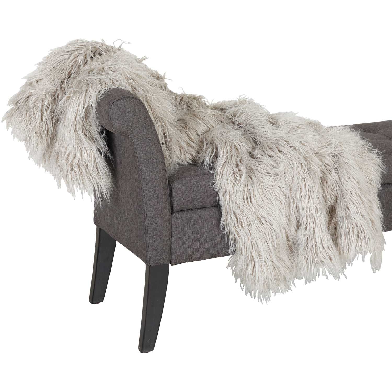Grey Shaggy Fur 47x59 Blanket