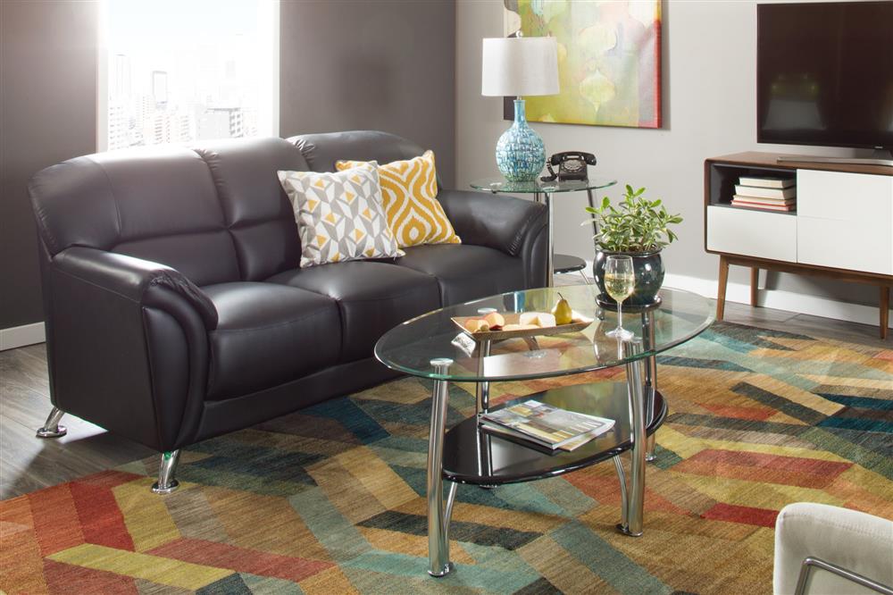 Colorful rug ties in accents
