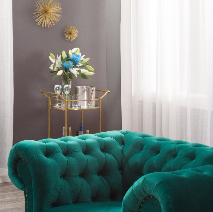 Gold bar cart in room