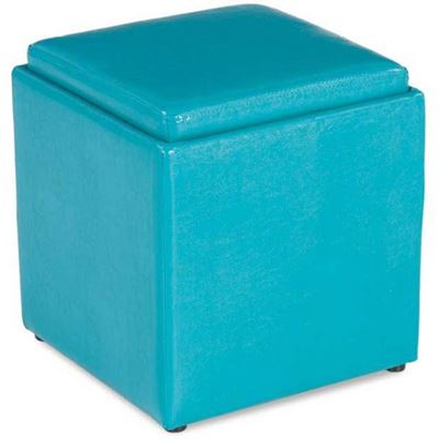 Picture of Blocks Teal Storage Ottoman with Tray