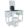 Picture of 3 Piece White Vanity Set with Mirror and Stool