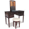 Picture of 3 Piece Cherry Vanity Set with Mirror and Stool