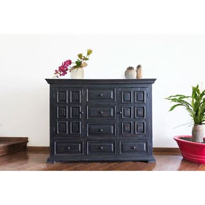 Picture of Black Isabella 6-Drawer Door Dresser