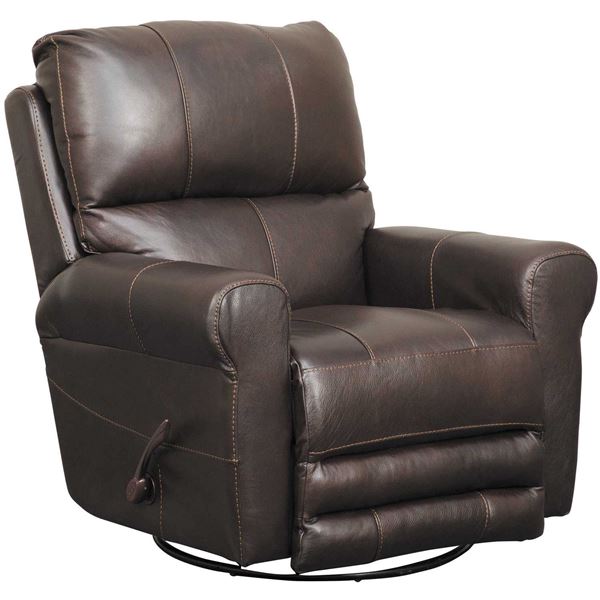 Picture of Chocolate Italian Leather Swivel Glider Recliner