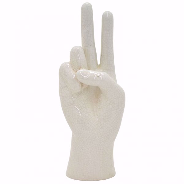 Picture of White Peace Sign Hand Figurine