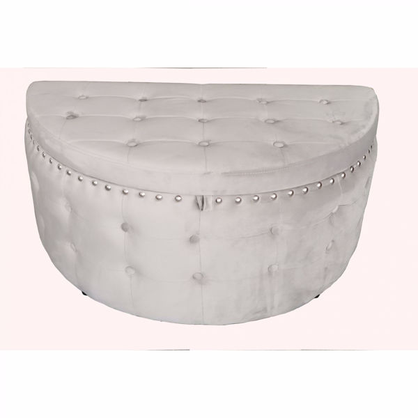Picture of Silver Grey Half Moon Storage Ottoman