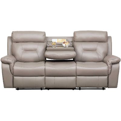 Picture of Watson Light Gray Leather Reclining Sofa with DDT