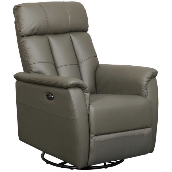 Picture of Dark Gray Leather Power Swivel Rocker Recliner