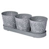 Picture of Set of 3 Embossed Metal Buckets with Tray
