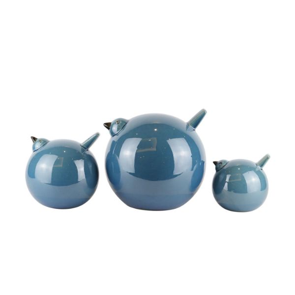Picture of Set of 3 Teal Ceramic Birds