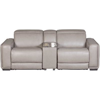 Picture of Correze Leather Dual Power Reclining Console Loveseat