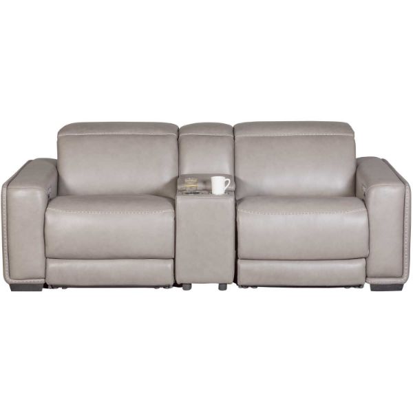 Picture of Correze Leather Dual Power Reclining Console Loveseat