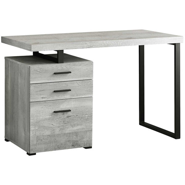 Picture of 48" Grey 3-drawer Reversible Computer Desk
