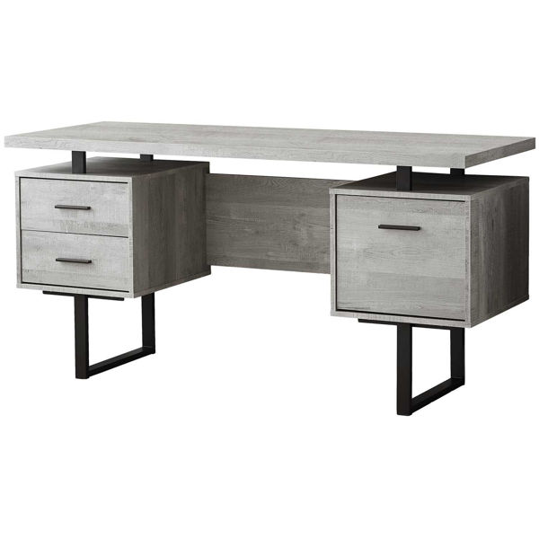 Picture of 60" Gray 3-drawer Reversible Computer Desk