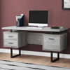 Picture of 60" Gray 3-drawer Reversible Computer Desk