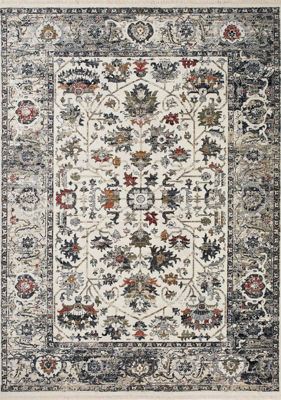 Picture of Serene Cream Blue Red Elegant 5x8 Rug