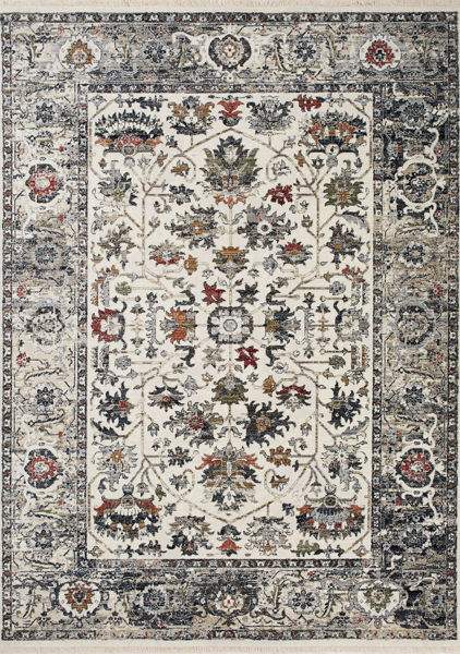 Picture of Serene Cream Blue Red Elegant 8x10 Rug