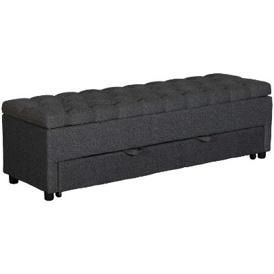 Picture of Ella Charcoal Gray Tufted Storage Bench