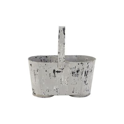 Picture of Metal Double Planter Washed White