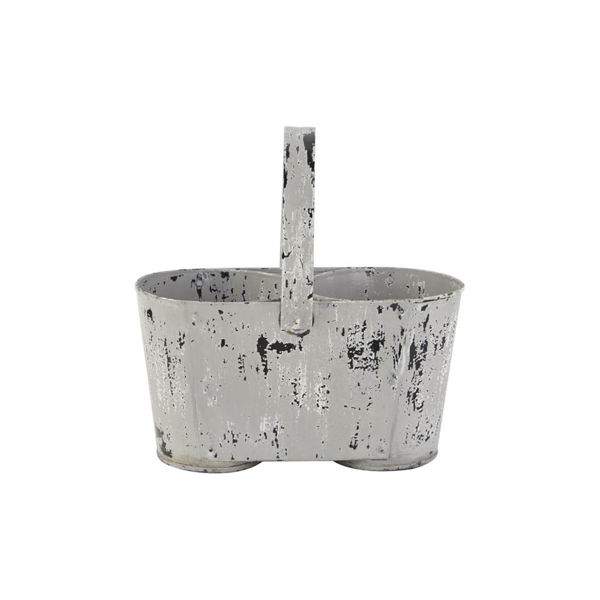 Picture of Metal Double Planter Washed White
