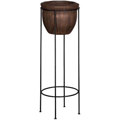 Picture of Clay Pot Avel Brown On Metal Stand
