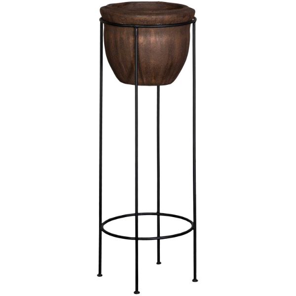 Picture of Clay Pot Avel Brown On Metal Stand