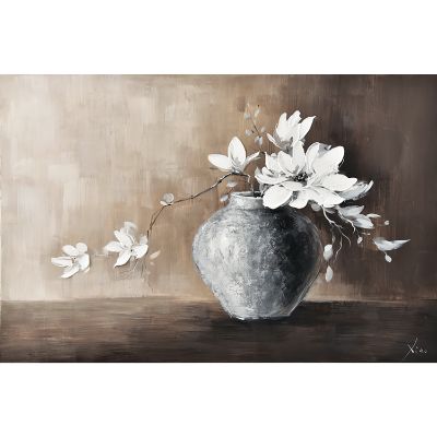 Picture of White Flower In Gray Pot