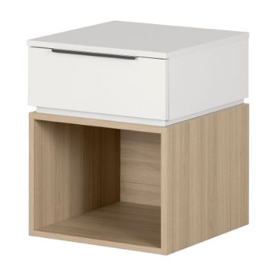 Picture of Hourra - 1-Drawer Nightstand, Soft Elm and White *D