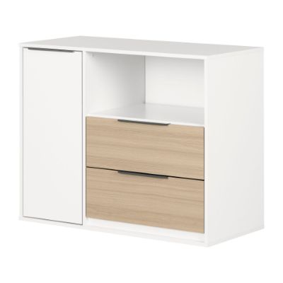 Picture of Hourra -2-Drawer Door Chest, Soft Elm and White *D