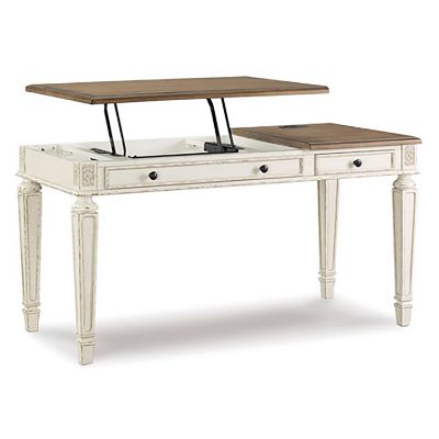 Picture of Realyn Home Office Lift Top Desk, White/Brown *D
