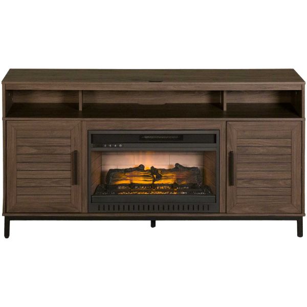 Picture of Halstead 60" Industrial Gray Fireplace Console