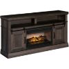 Picture of 60" Barn Door Gray Fireplace Console