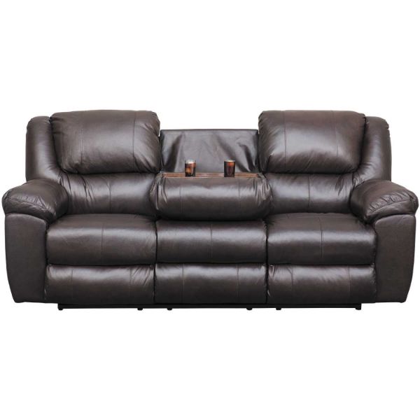 Picture of Italian Leather Triple Power Reclining Sofa with Drop Table