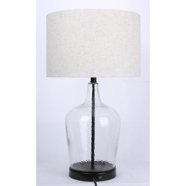 Picture of Dimpled Glass Table Lamp With Usb Port