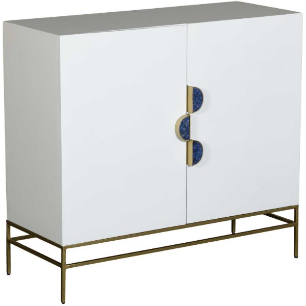 Picture of Modern White Cabinet with Gold and Blue Accents Ha