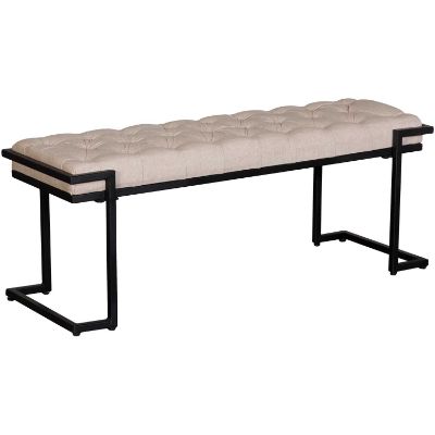 Picture of Metal Tufted Linen Bench