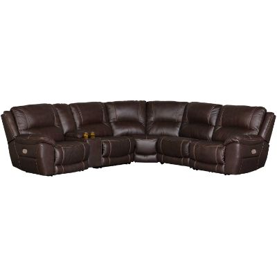 Picture of Chocolate Leather 6-Piece Power Reclining Sectional