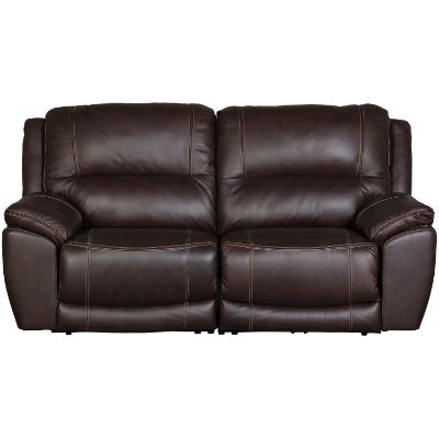 Picture of Chocolate Leather Dual Power Recline Loveseat