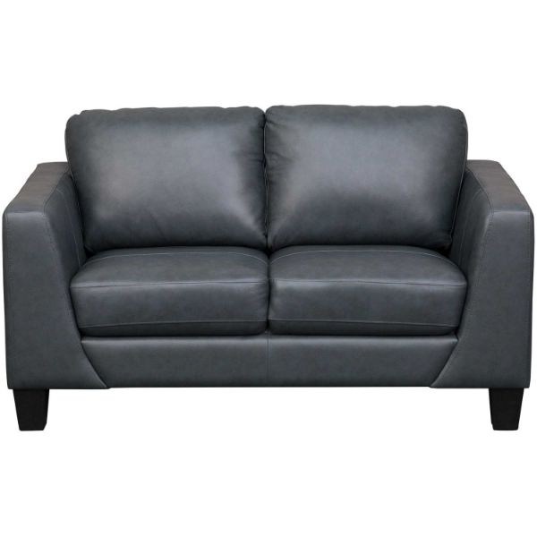 Picture of Kyra Steel Gray Leather Loveseat