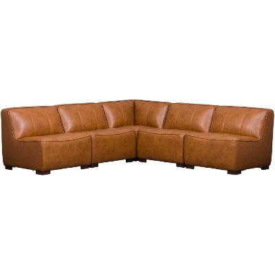 Picture of Levi Saddle Brown Leather 5 Piece Sectional