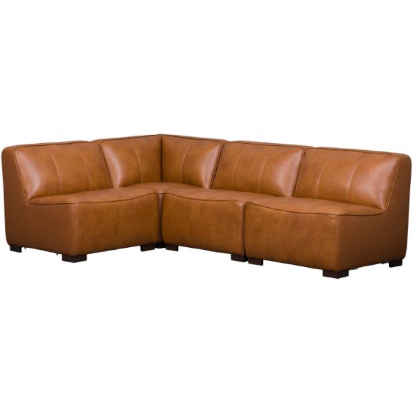 Picture of Levi Saddle Brown Leather 4 Piece Sectional