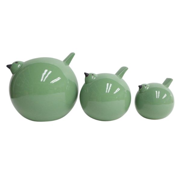 Picture of Ceramic Dark Sage Green Birds