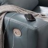 Picture of Steel Leather Dual Power Recline Console Loveseat