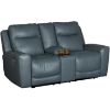 Picture of Steel Leather Dual Power Recline Console Loveseat