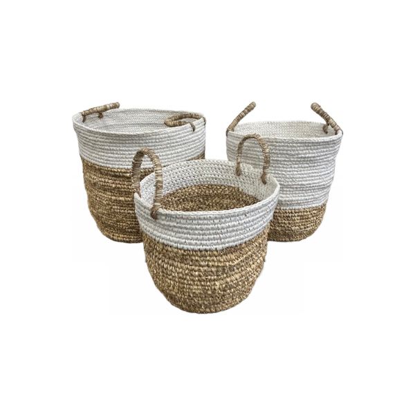 Picture of Shlace Raffia Woven Baskets Set Of Three