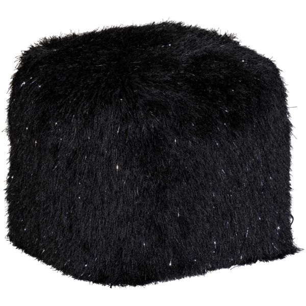 Picture of Black Sparkle Shag Pouf