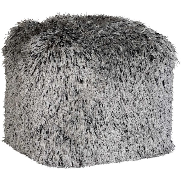 Picture of Black and White Sparkle Shag Pouf